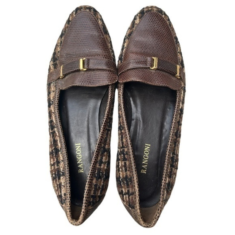 Rangoni Italian Leather Plaid Flat Loafers Size 7